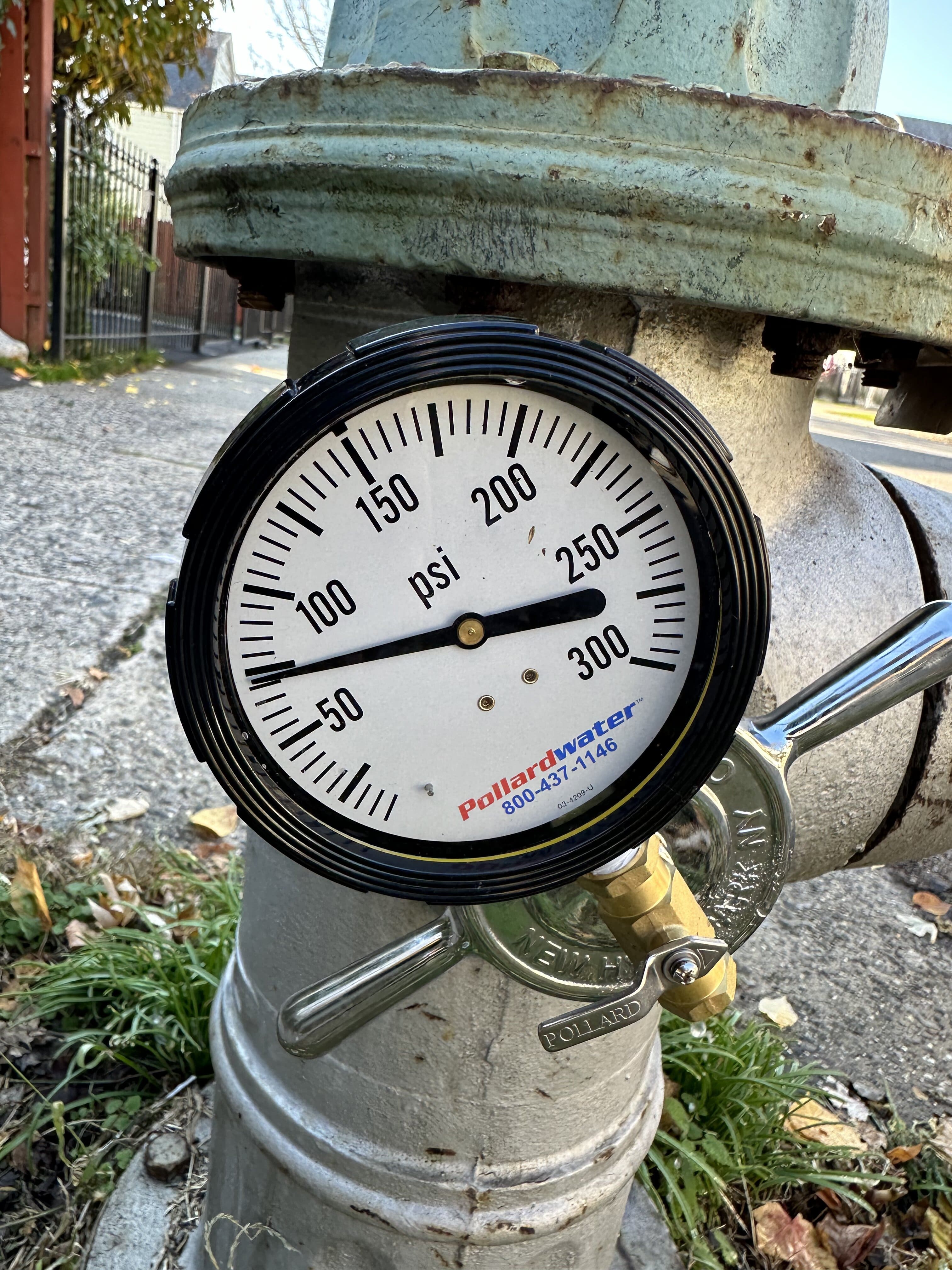 Fire hydrant with pressure gauge