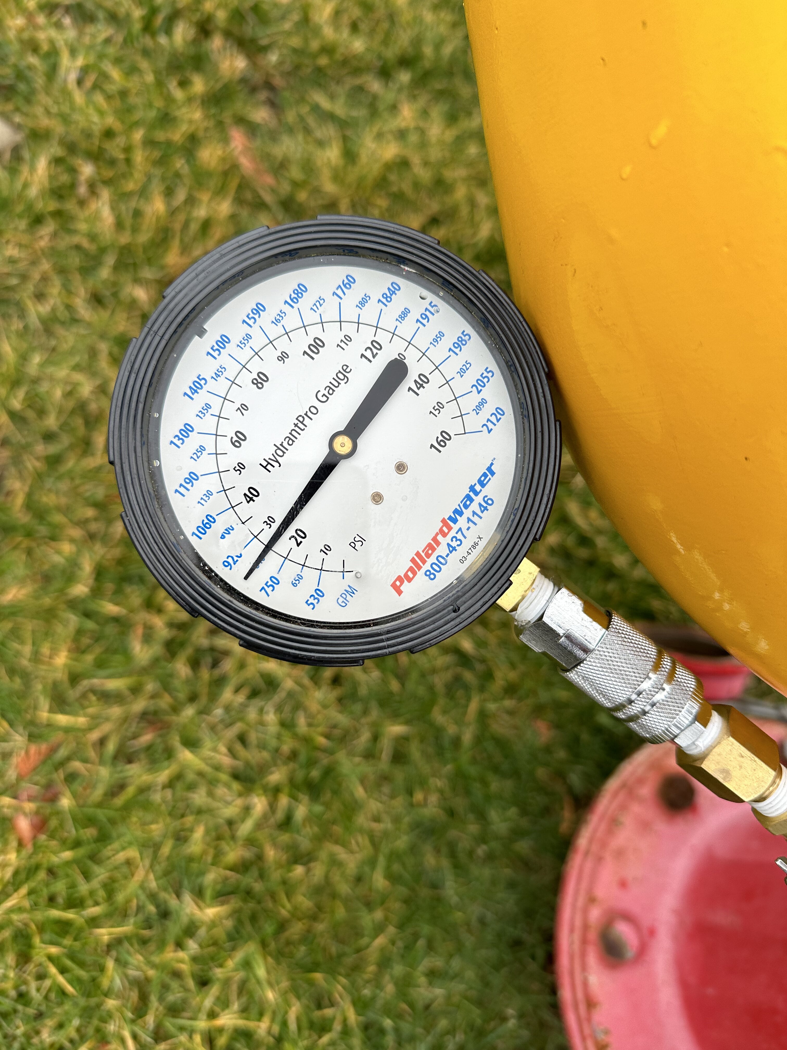 Close-up fire hydrant gauge